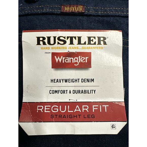 Rustler Wrangler Jeans Mens 38x34 Regular Fit Straight Leg Heavyweight Denim New - Picture 4 of 6